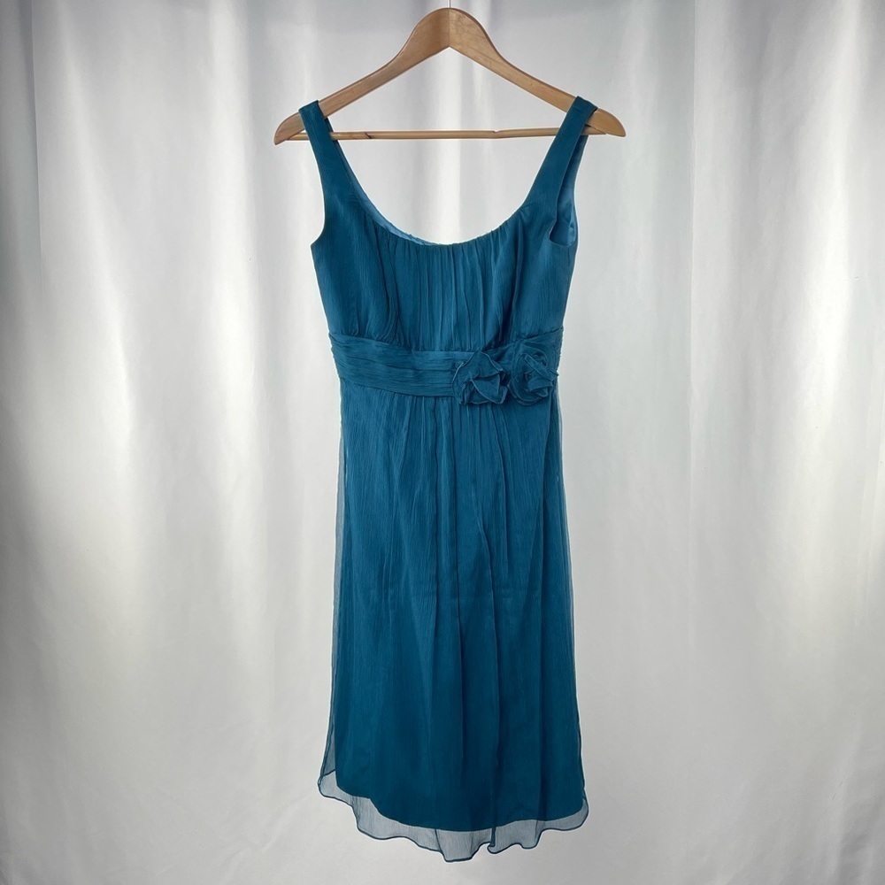 Amsale‎ Scoop Floral Detail Mini Dress in Blue Size 4